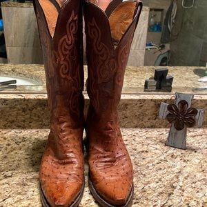 Authentic 1883 Lucchese full quill ostrich boots.